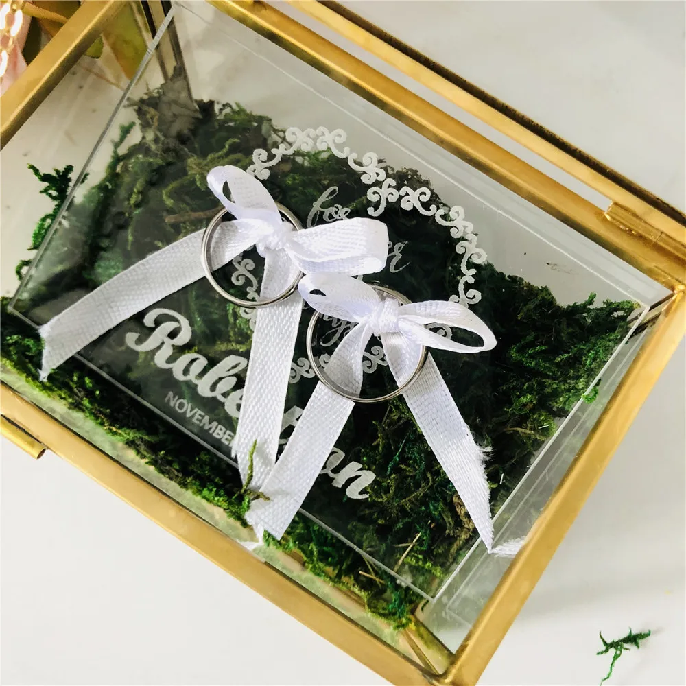 Уникальный Hand Made персонализированные свадебные подарки для влюбленных гексагональной геометрический кольцо Box цветок шкатулка кольцо для Свадебные украшения