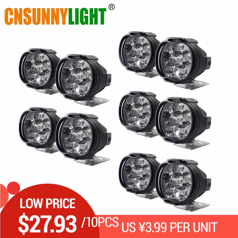 10 lamp CNSUNNY светильник 10 шт. Автомобильный светодиодный головной светильник 8 Вт 1000ЛМ Мотоцикл Велосипед противотуманный DRL Точечный светильник DIY скутер Белый Внешний - Цвет: 10 lamp