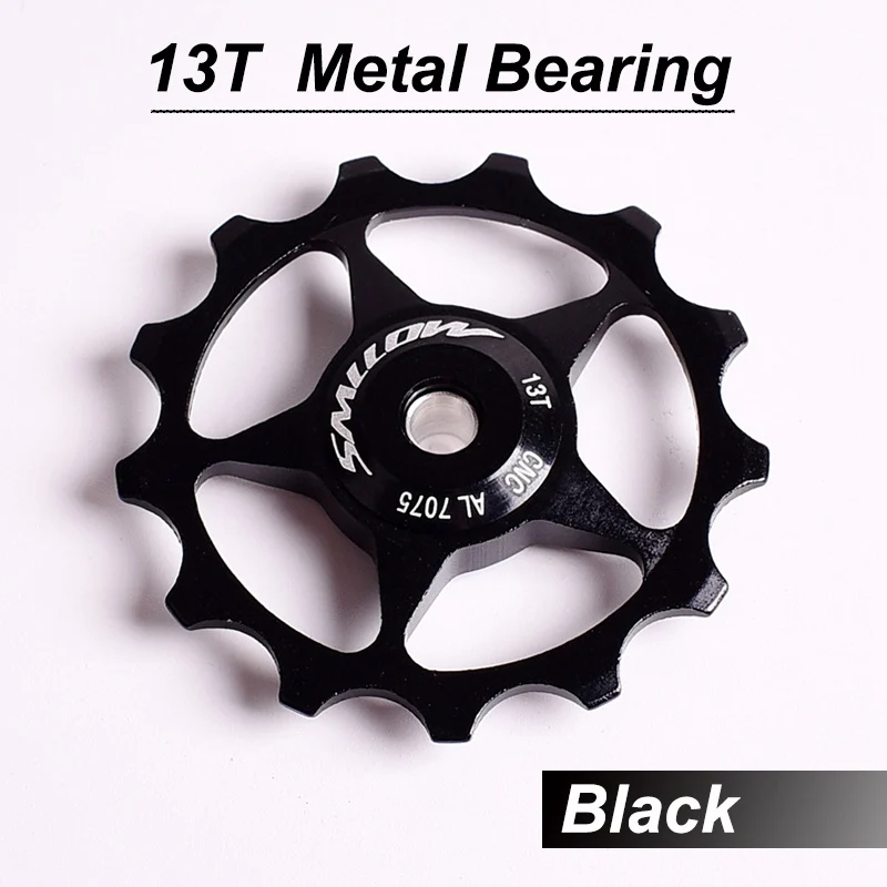 13T Black 11T MTB велосипедный задний переключатель Jockey колеса 4 мм 5 мм 6 мм герметичный подшипник 13 т шкив AL7075 CNC дорожный велосипед направляющий ролик направляющий - Color: 13T Black
