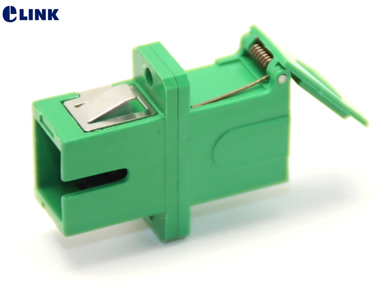 500pcs SC APC UPC Adapter with shutter ftth sc Fiber Optic coupler green SM connector with open dust shutter Avoid Laser ELINK
