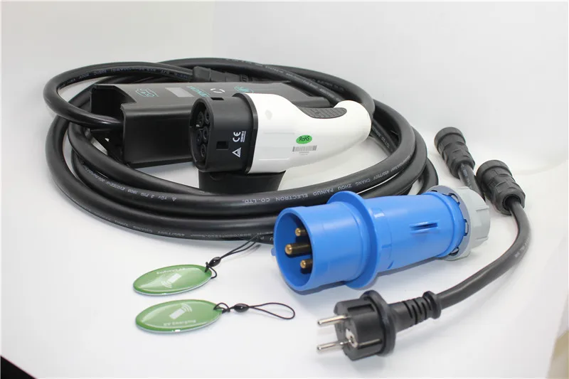 ZENCAR EVSE 10 16 20 24 32A Регулируемый CEE Schuko адаптер штекер IEC62196 Тип 2 5 м кабель электрический автомобиль ev зарядный кабель Duosida