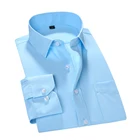 Мужская Однотонная рубашка в полоску, классическая формальная деловая рубашка с длинными рукавами, из Твила, не требует глажки, новое поступление