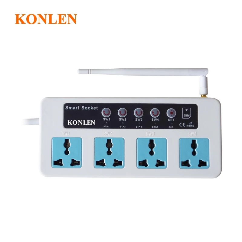 Remote GSM Socket Outlet Switch Relay 4 Ways Power Sockets Controller via SMS Call Timing Smart Home Control | Безопасность и