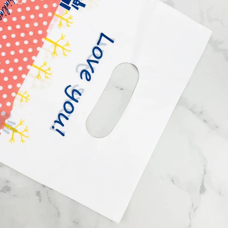 15x20 см с принтом Love you, розовый пластиковый подарочный пакет в горошек с ручками, 100 шт, милый белый пластиковый подарок покупателю