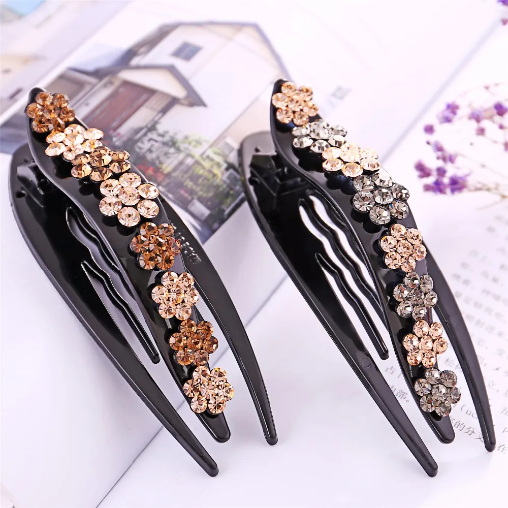 

11 cm Long Flower Rhinestone Hair Claws
