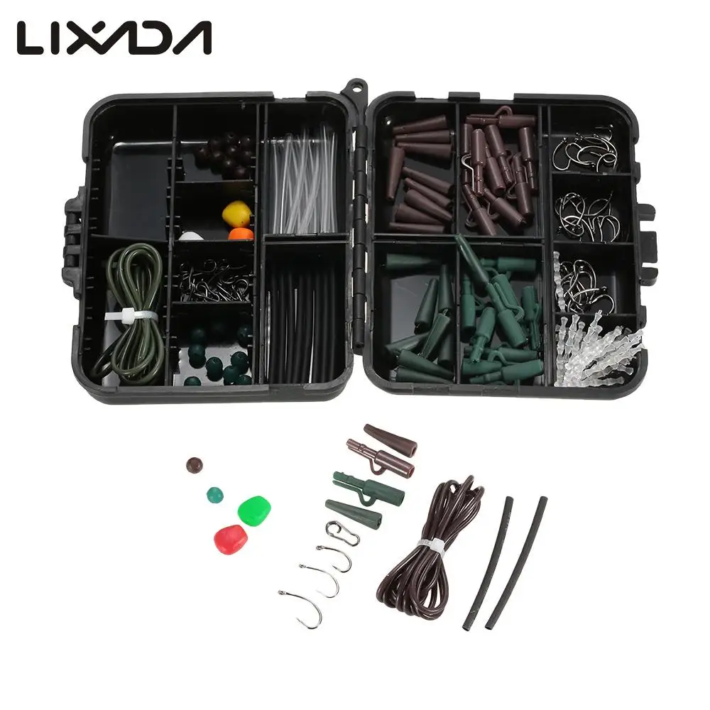 142 шт. Карп рыболовные снасти зажимы для коробки крючки Вертлюги иглы приманок