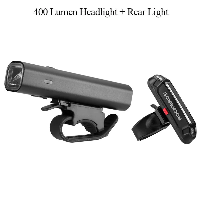400 lumen group 1 ROCKBROS 400LM велосипедный светильник, головной светильник, велосипедный руль, передняя лампа MTB Rode Cycling, USB Перезаряжаемый задний светильник, светильник-вспышка для безопасности - Цвет: 400 lumen group 1