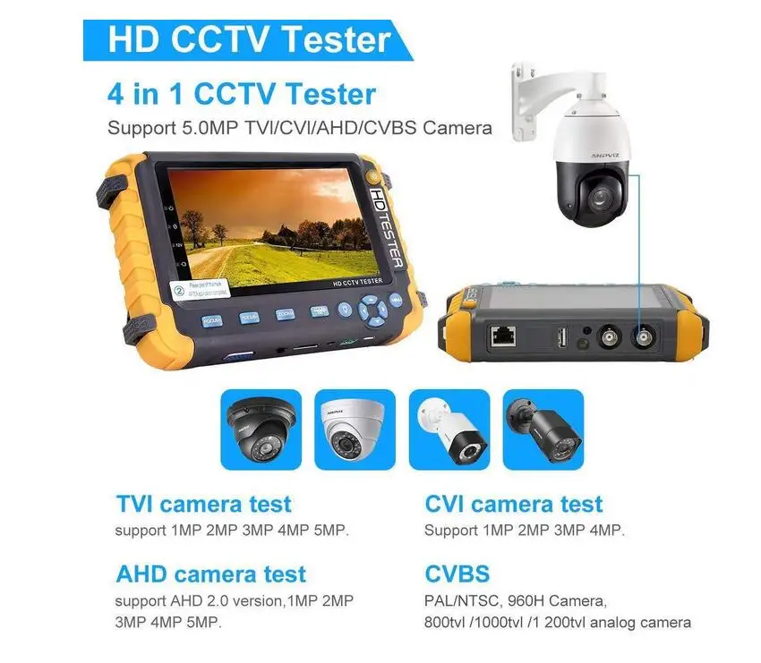 4 в 1 CCTV Тесты er 5 дюймов ЖК-дисплей 5MP HDMI VGA Вход AHD TVI CVI аналоговая камера безопасности Тесты er монитор аудио Вход Тесты