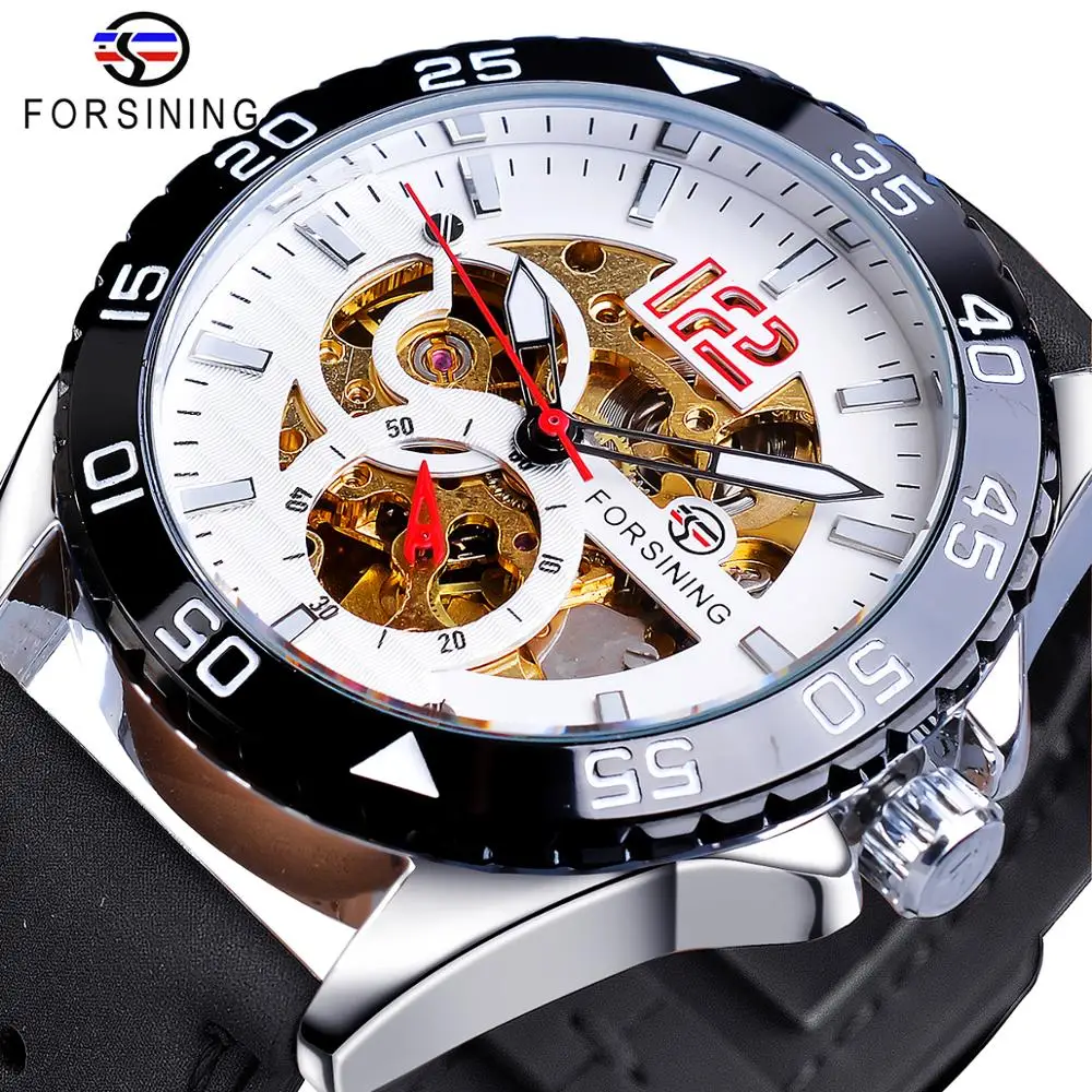 Forsining новые модные механические часы с автоматическим скелетом для мужчин