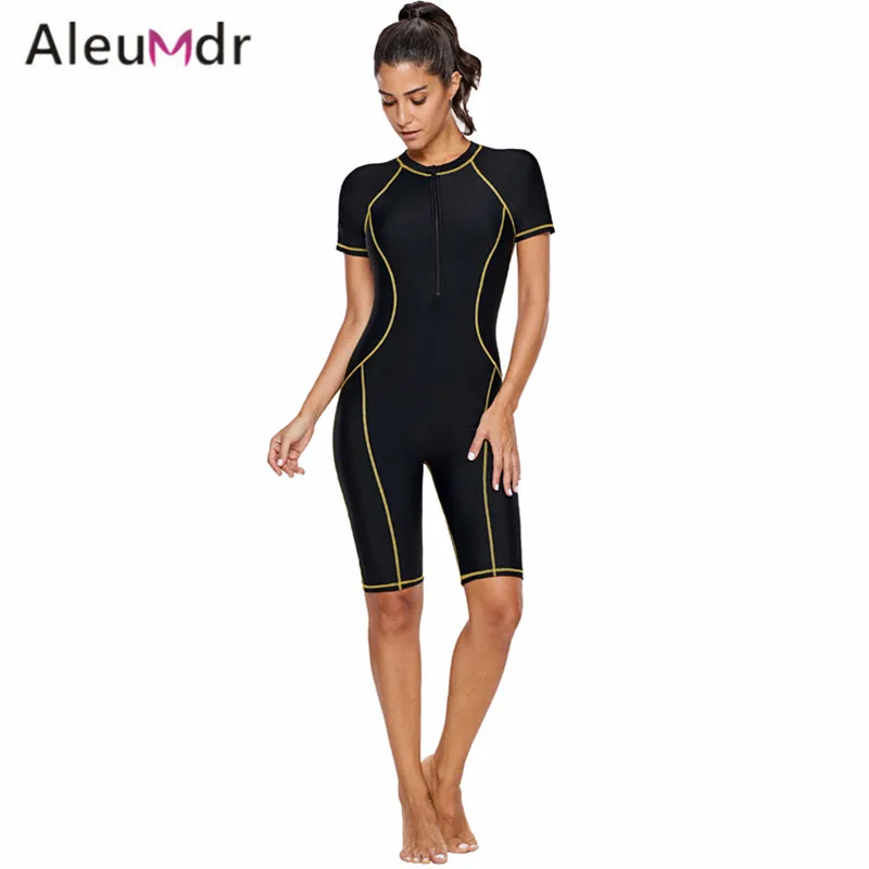 Aleumdr Lady One Piece Rashguard Women Fitness Black Colorblock Surfing Sport Suit LC410891 Trajes De Ba O Las Mujeres | Спорт и