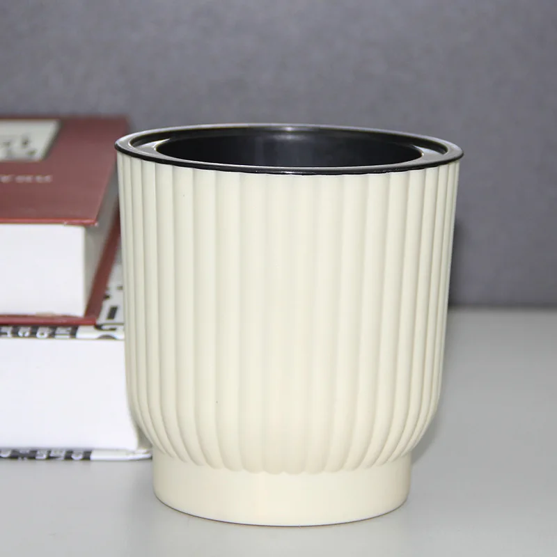 Beige WHISM пластиковый самополивающийся цветочный горшок комнатный зеленый Растительный горшок настольные садовые горшки автоматическое поглощение воды цветочный горшок - Цвет: Beige