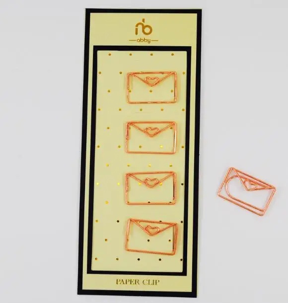 4pcs-envelope Розовый красный/розовое золото зажимы для бумаги алмаз/чашки/камера/кошка закладки планировщик инструменты Скрапбукинг инструменты металлический зажим для бумаги - Цвет: 4pcs-envelope