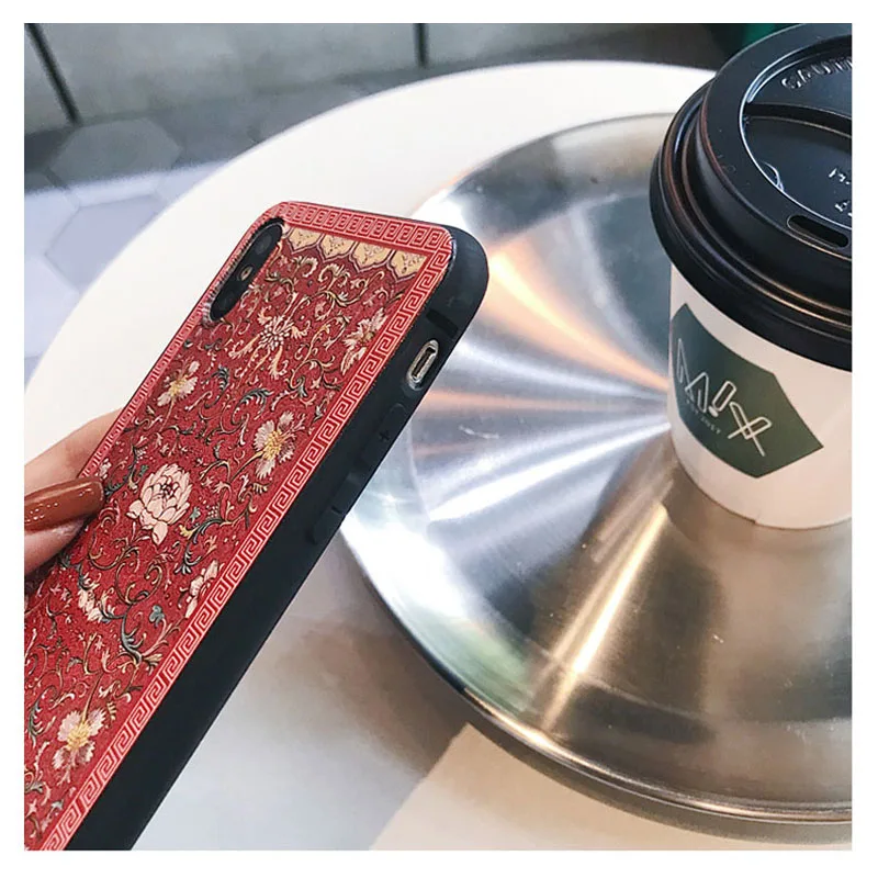 Винтажный Традиционный китайский 3D Рельефный цветочный чехол с бахромой для iPhone