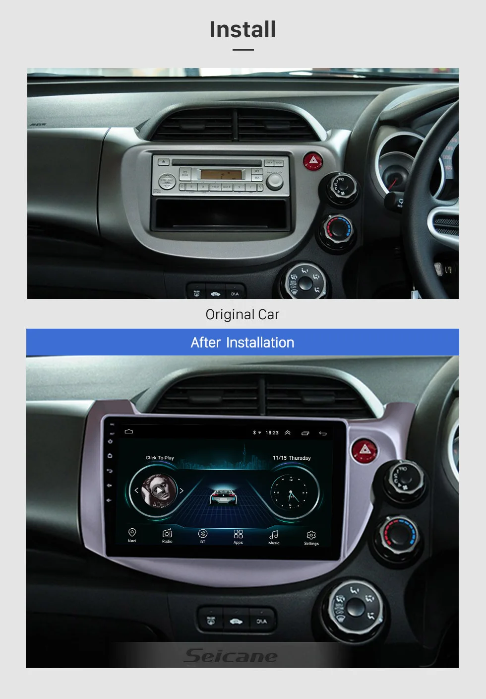Seicane Android 8,1 10," для HONDA FIT JAZZ 2007-2013 правый руль автомобиля головное устройство плеер 2 Din gps навигация радио WiFi 3g