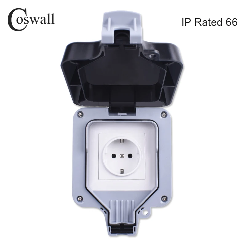 Водонепроницаемая уличная настенная розетка Coswall IP66 16 А с заземлением 110 ~ 250 В