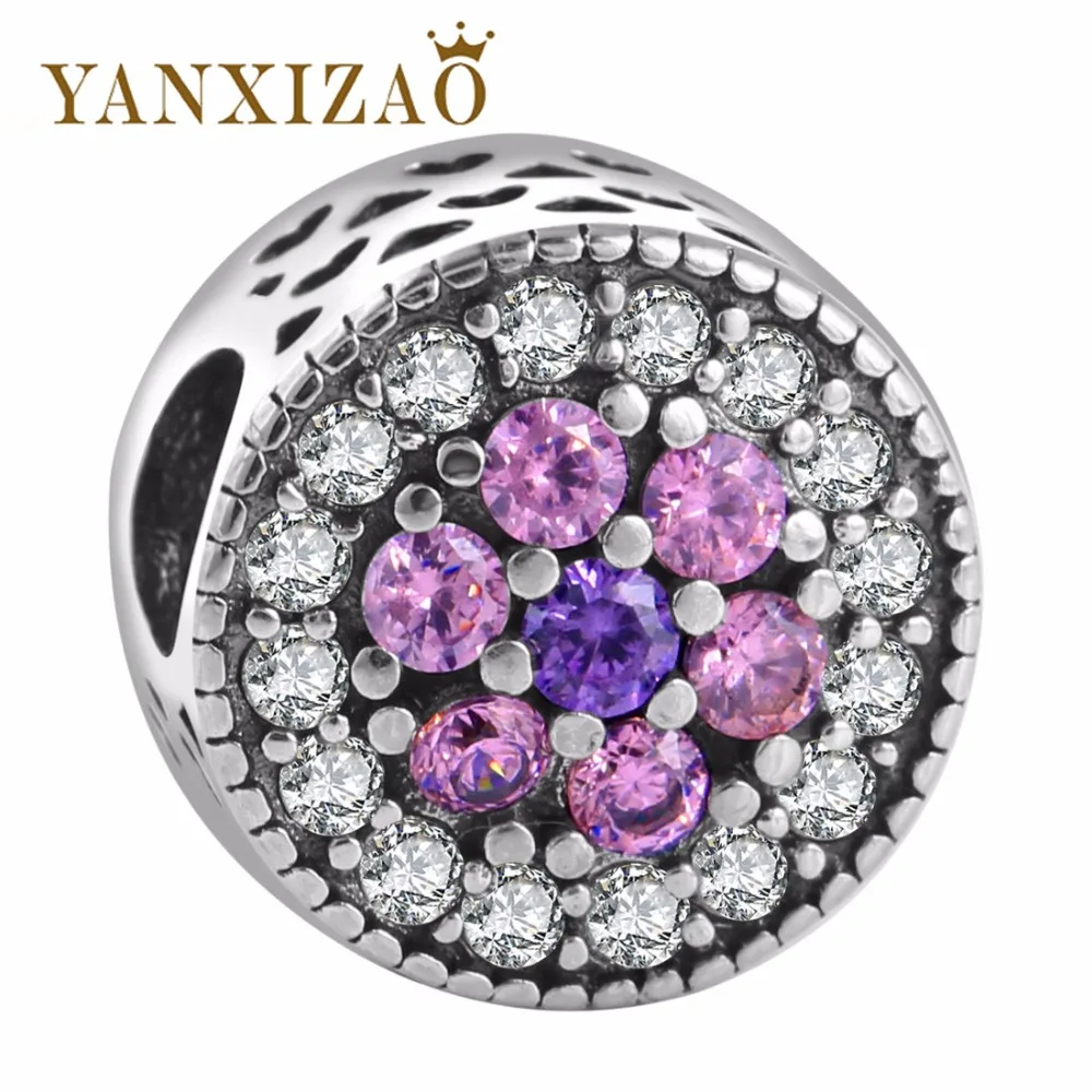 Yanxizao горячее Серебро 925 Европейский Элегантный бусины подвески с фианитами Fit