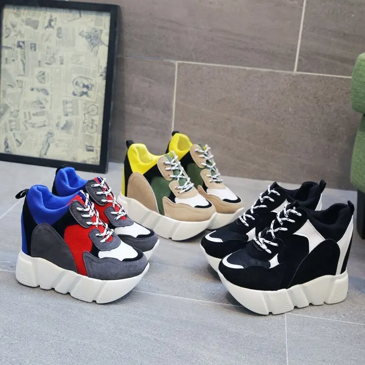 New Arrival 2018 Spring Autumn Fashion Casual Shoes Women High Platform 11cm thick Bottom Female Trainers | Обувь