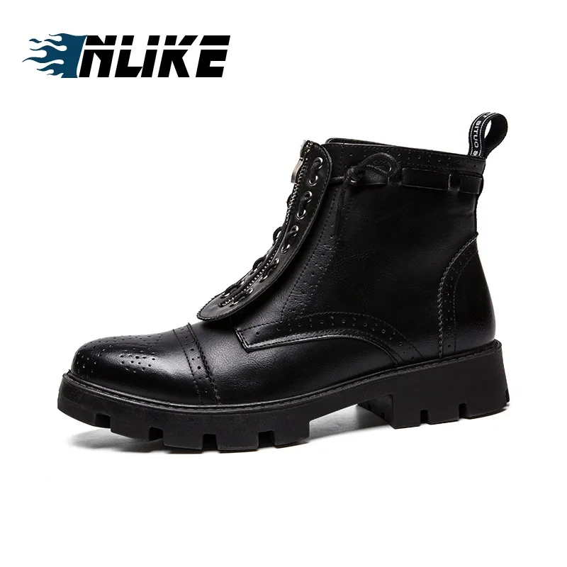 INLIKE Men Fashion Ankle Boots Leather British Boot High Quality Casual Lace Up Shoes Mens |