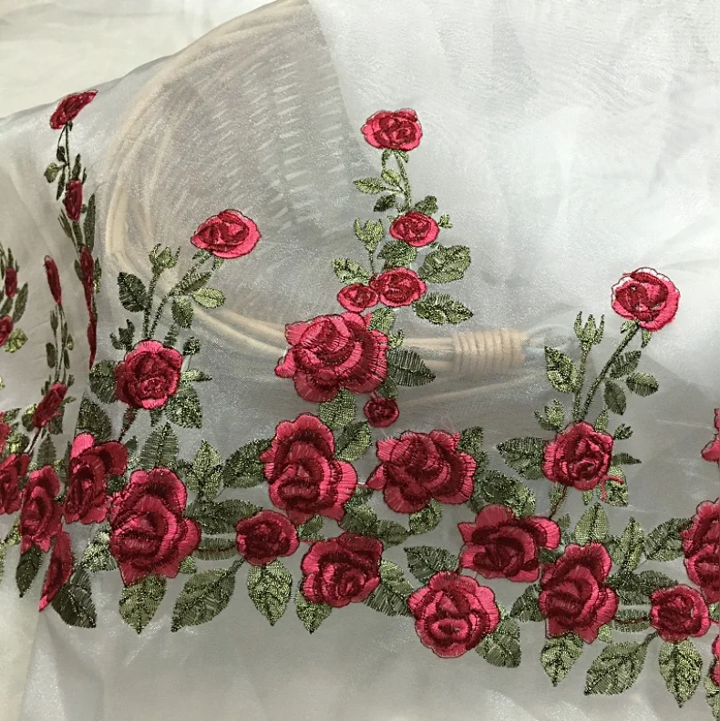 Изысканная органза жаккардовая вышивка Многоцветный ткани DIY аксессуары для