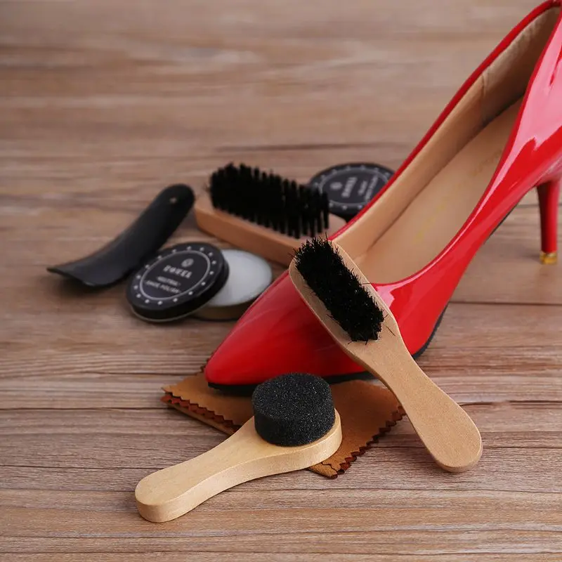 Набор для полировки обуви щетки очистки губчатая ткань дорожный набор с чехлом