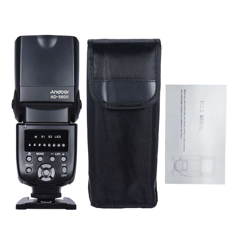 Andoer AD-560 II Универсальная вспышка для камеры Speedlite GN50 w/регулируемый светодиодный светильник для Canon Nikon Olympus Pentax DSLR camera s