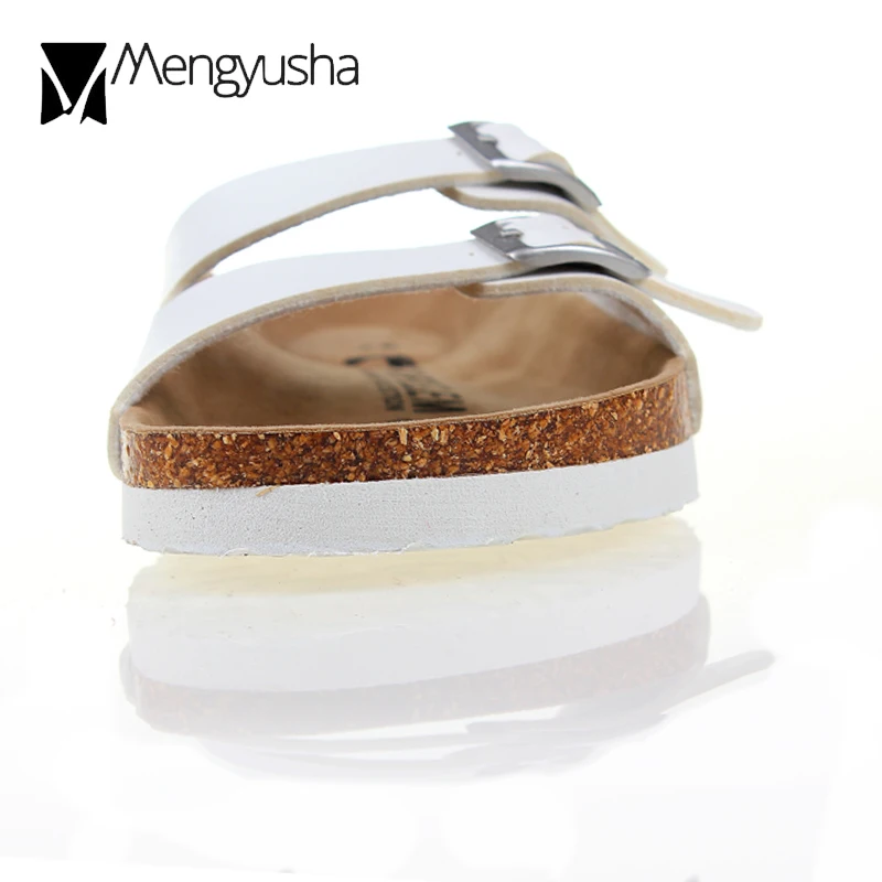 Женские пляжные шлепанцы пробковые сандалии с двойной пряжкой узкие на