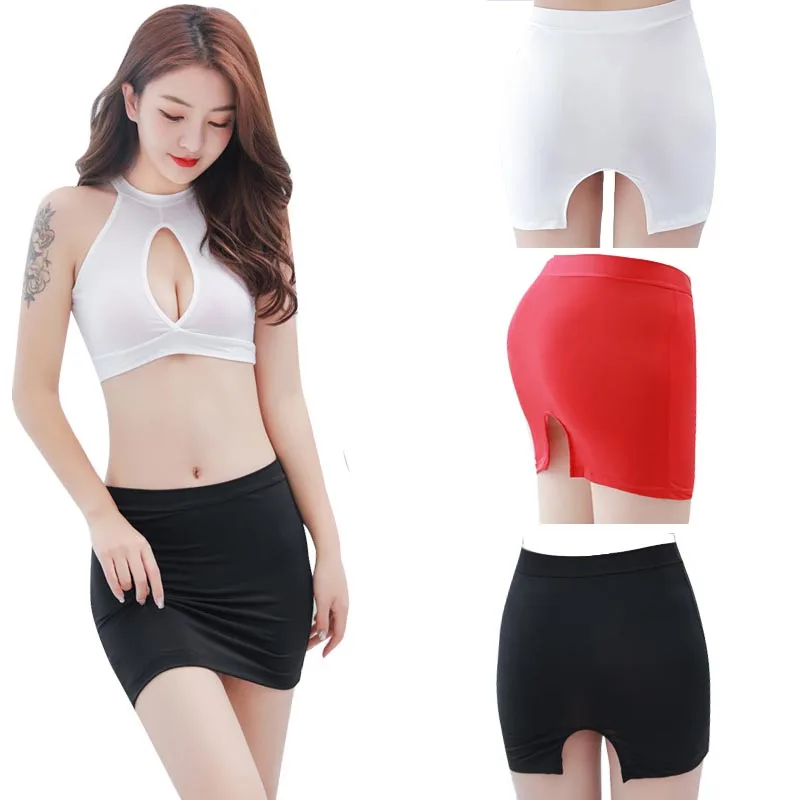 Сексуальная Женская микро мини юбка из ледяного шелка полупрозрачная облегающая