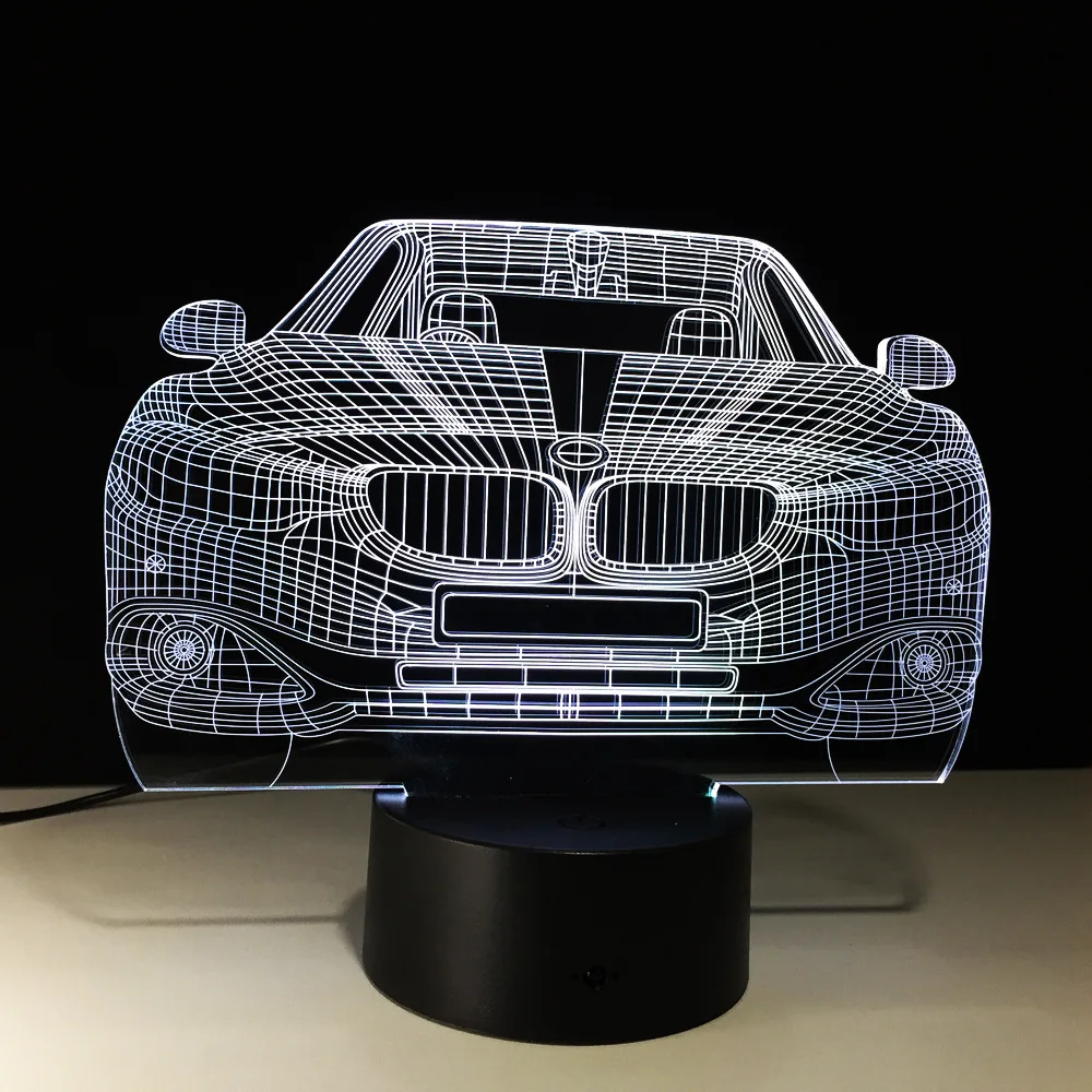 СВЕТОДИОДНЫЙ Автомобильный 3D иллюзия Лампа 7 цветов Изменение светодиодный Luminaria