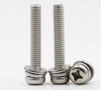 50pcslot m3x504035302520161210865 stainless steel 304 phillips pan head screws with flat washers spring washers 345