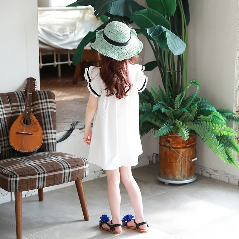 Платье для маленьких девочек 2018 Летнее белое пляжное платье платья с оборками и