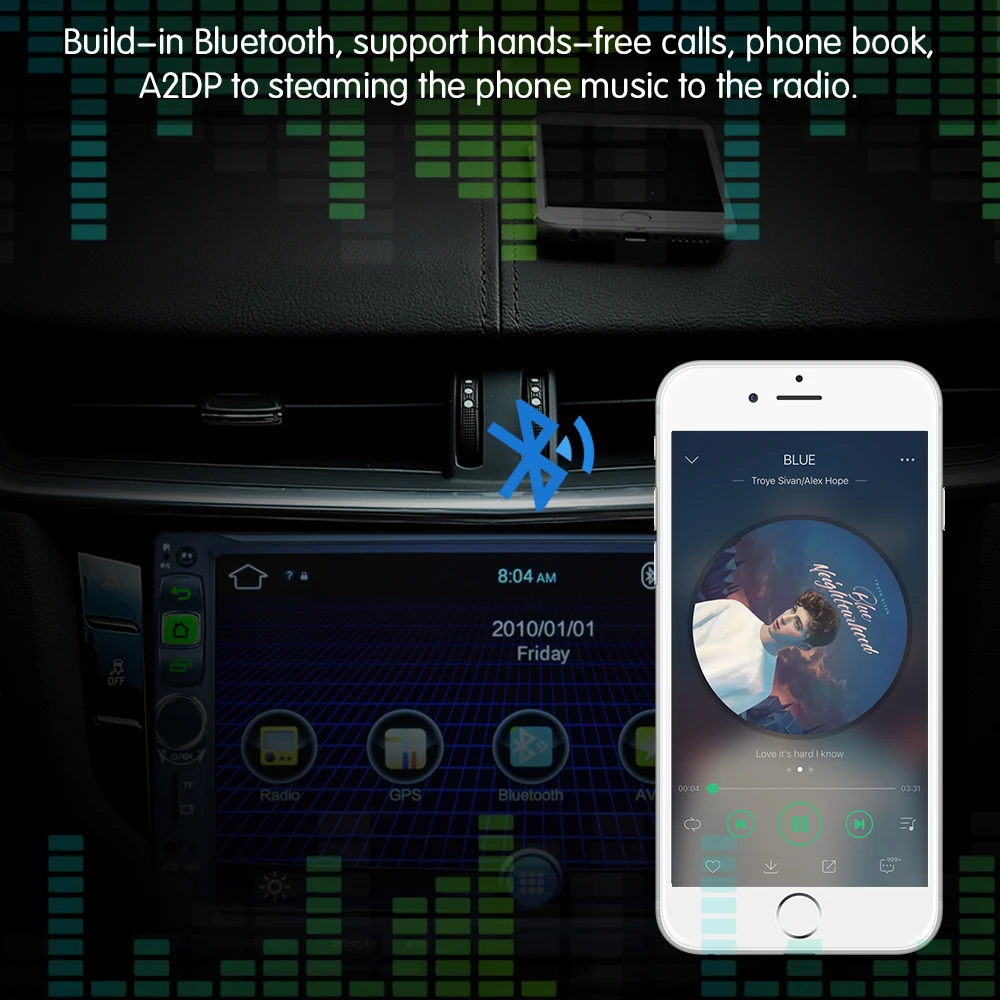 Автомагнитола с Bluetooth gps навигацией 1080 P стерео MP3 MP5 плеер поддержка FM GPS приемник Wi