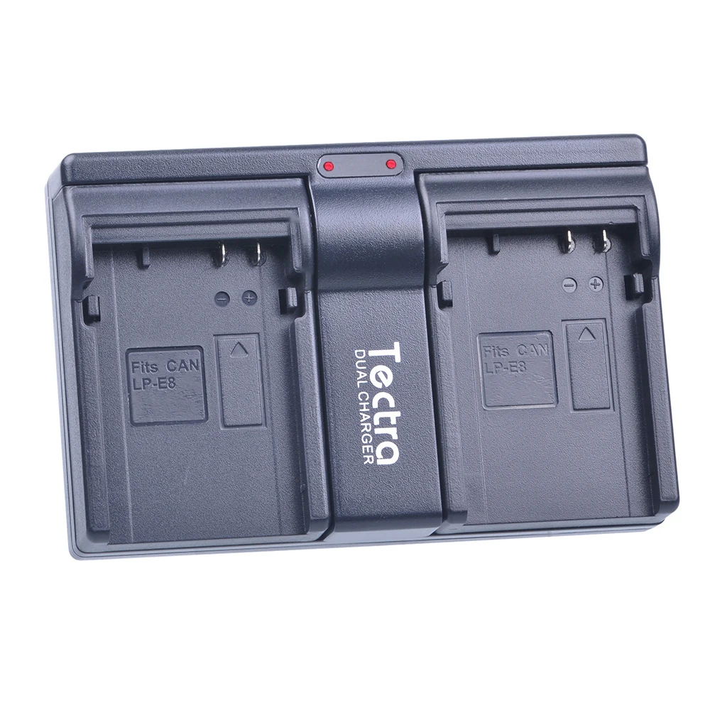 Tectra 2 шт. USB канальное зарядное устройство для Canon LP E8 LPE8 EOS 550D 600D 650D 700D Kiss X4 X5 X6i