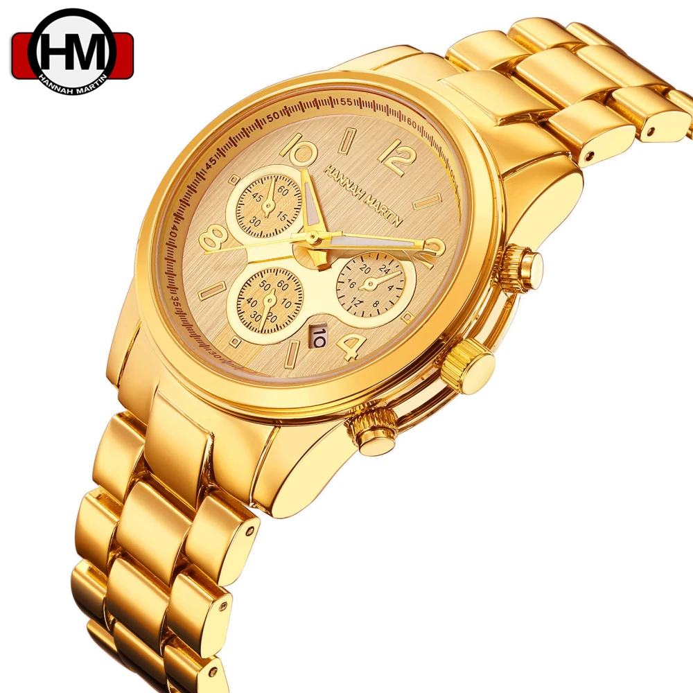 HM Couple Watch Women Men Quartz Watches Top Famous  Brand Fashion Luxury Gold Wristwatch Stainless Steel Clock Montre Femme