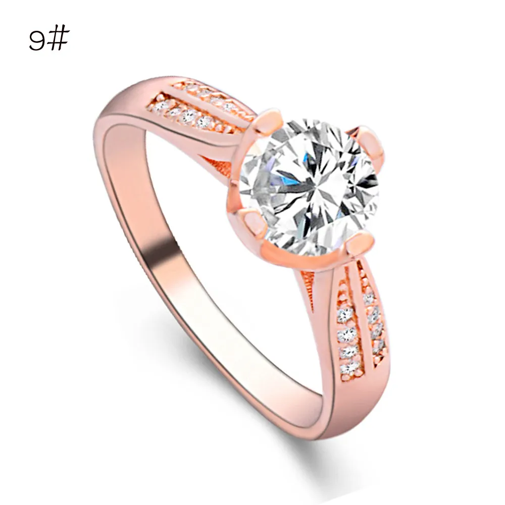 Rose Gold Новое поступление элегантное стильное золотого цвета Блестящий привлекательный кубический цирконий женское кольцо размер 7-9 для подарка# CN20 - Цвет основного камня: Rose Gold