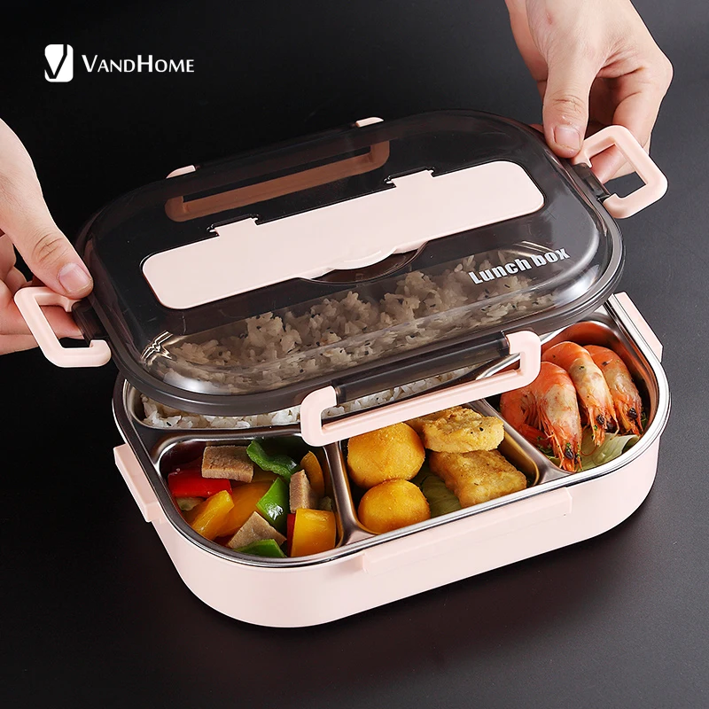 VandHome Japanese Bento Box With Compartments 304 Stainless Steel Lunch For Kids Microwave Food Container Tableware Set | Дом и сад