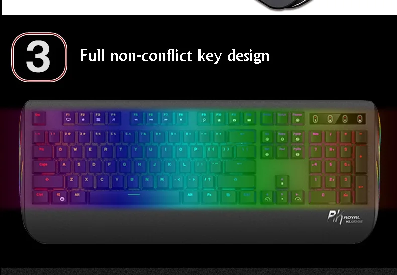 Royal Kludge Black Shodow металлическая панель RGB с подсветкой USB Проводная Механическая клавиатура, большая Подставка для рук черная, синяя, коричневая, красная ось