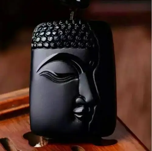 

High Quality Unique Natural Black Obsidian Carved Buddha Lucky Amulet Pendant Necklace For Women Men pendants Fine Jewelry