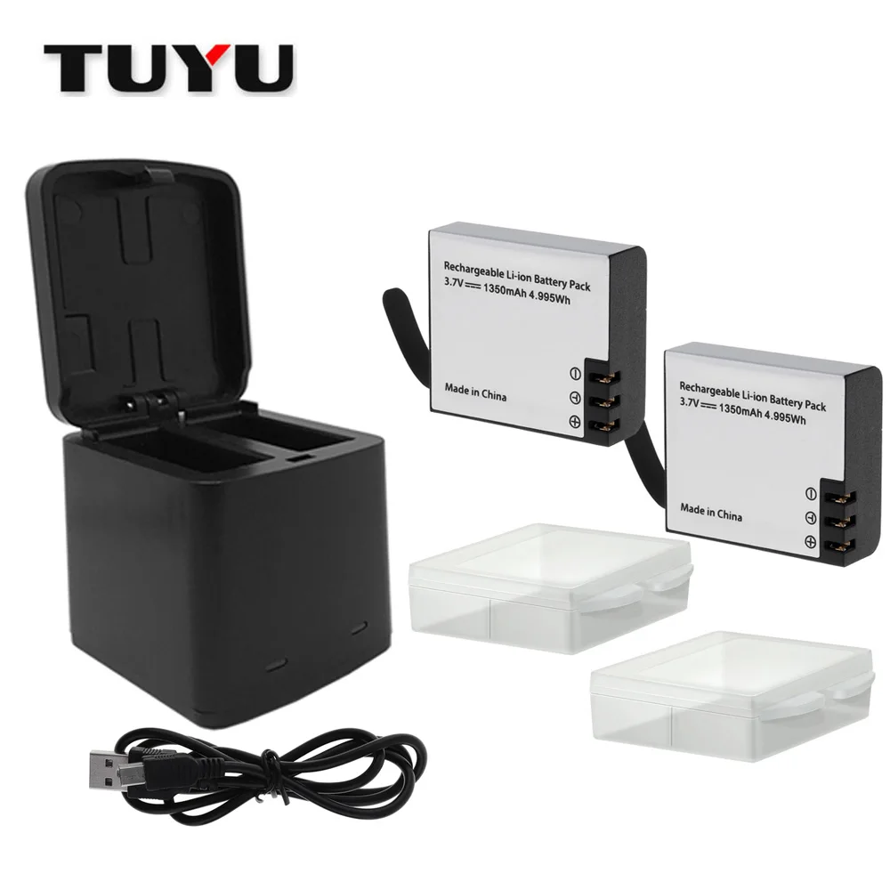 1350 Charger kits Аксессуары для камеры TUYU для горной собаки, двойное зарядное устройство SJCAM sj4000, 1350 мА/ч, 2 шт., универсальный аккумулятор Sj5000 M10 sj7000EKEM Series - Цвет: 1350 Charger kits
