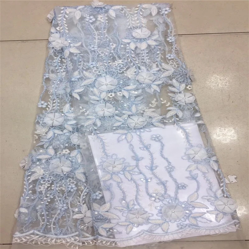 VILLIEA African French Lace Fabric High Quality Tulle For Wedding Beaded In Gray Color | Дом и сад