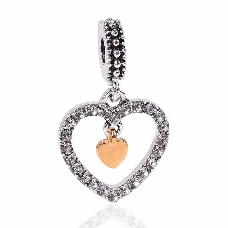 Подходит для оригинальных браслетов Pandora и браслетов DIY Ювелирные изделия Новое поступление Любовь Сердце цветок навсегда мультфильм хрустальные бусины