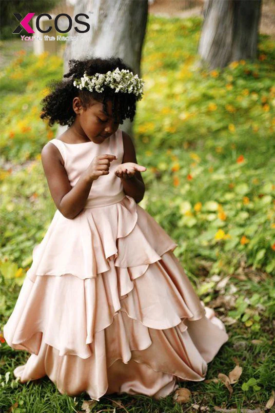 В богемном стиле Стиль Румяна розовые платья для девочек с цветочным узором на