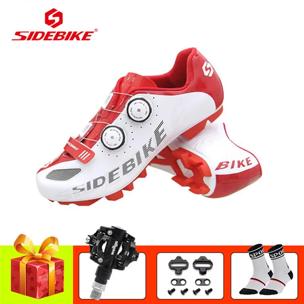 W with pedals SIDEBIKE Мужская wo Мужская обувь для велоспорта sapatilha ciclismo mtb SPD педали самозакрывающиеся дышащие bicicleta обувь для горного велосипеда - Цвет: W with pedals