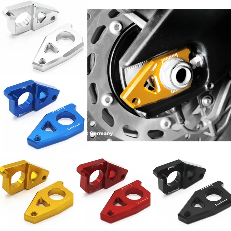 

Fast Shipping New Arrival Red Motorcycle CNC Rear Axle Spindle Chain Adjuster Blocks Fit for Yamaha T-MAX 530 500 FZ8 FZ1 YZF R1