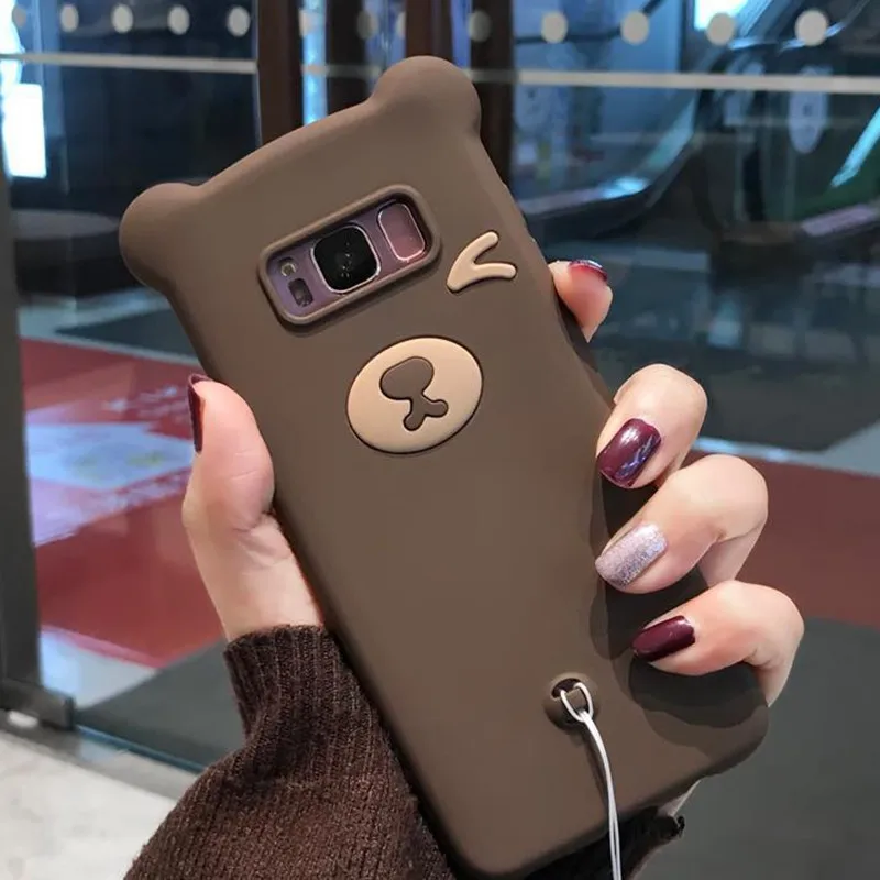 Милый чехол для телефона с мультяшным медведем Samsung Galaxy S10 S8 S9 Plus Note 9 E жидкостный