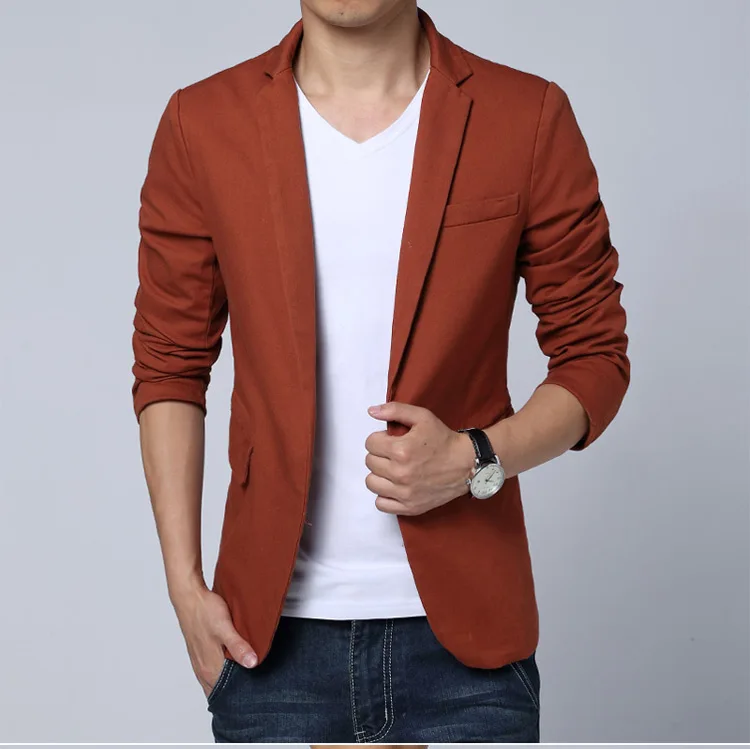 Новое поступление, Мужской Блейзер на одной пуговице, приталенный Повседневный блейзер для мужчин размера плюс, брендовая одежда, мужской пиджак