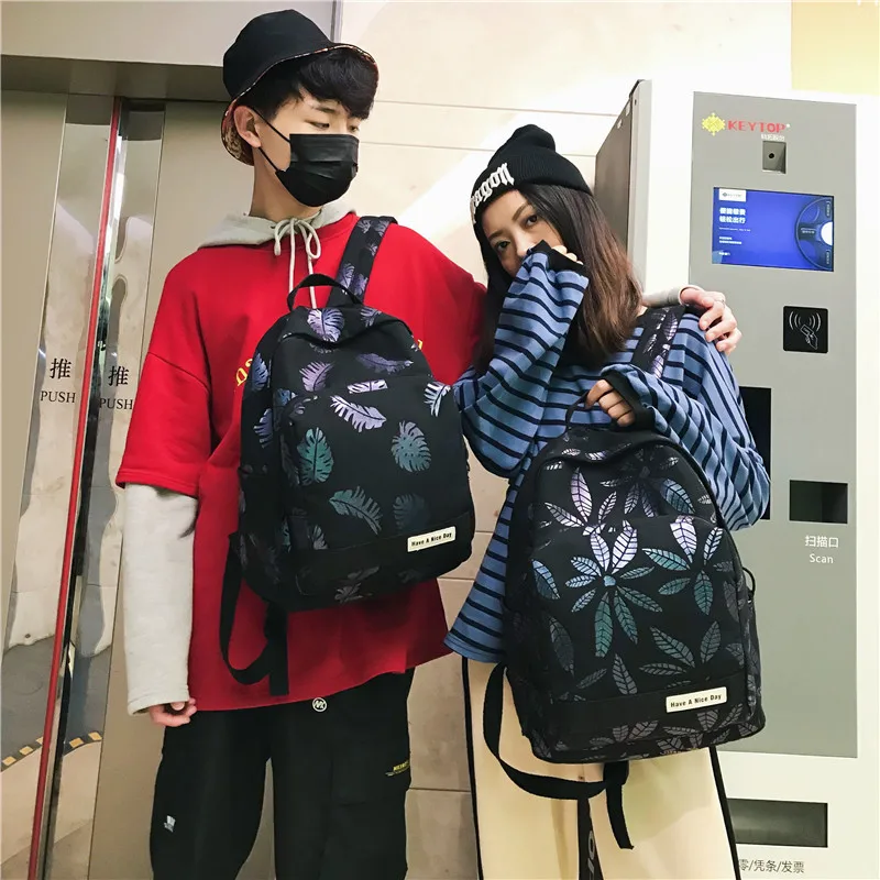 Большой Вместительный рюкзак для пары с золотым листом девочек трендовый