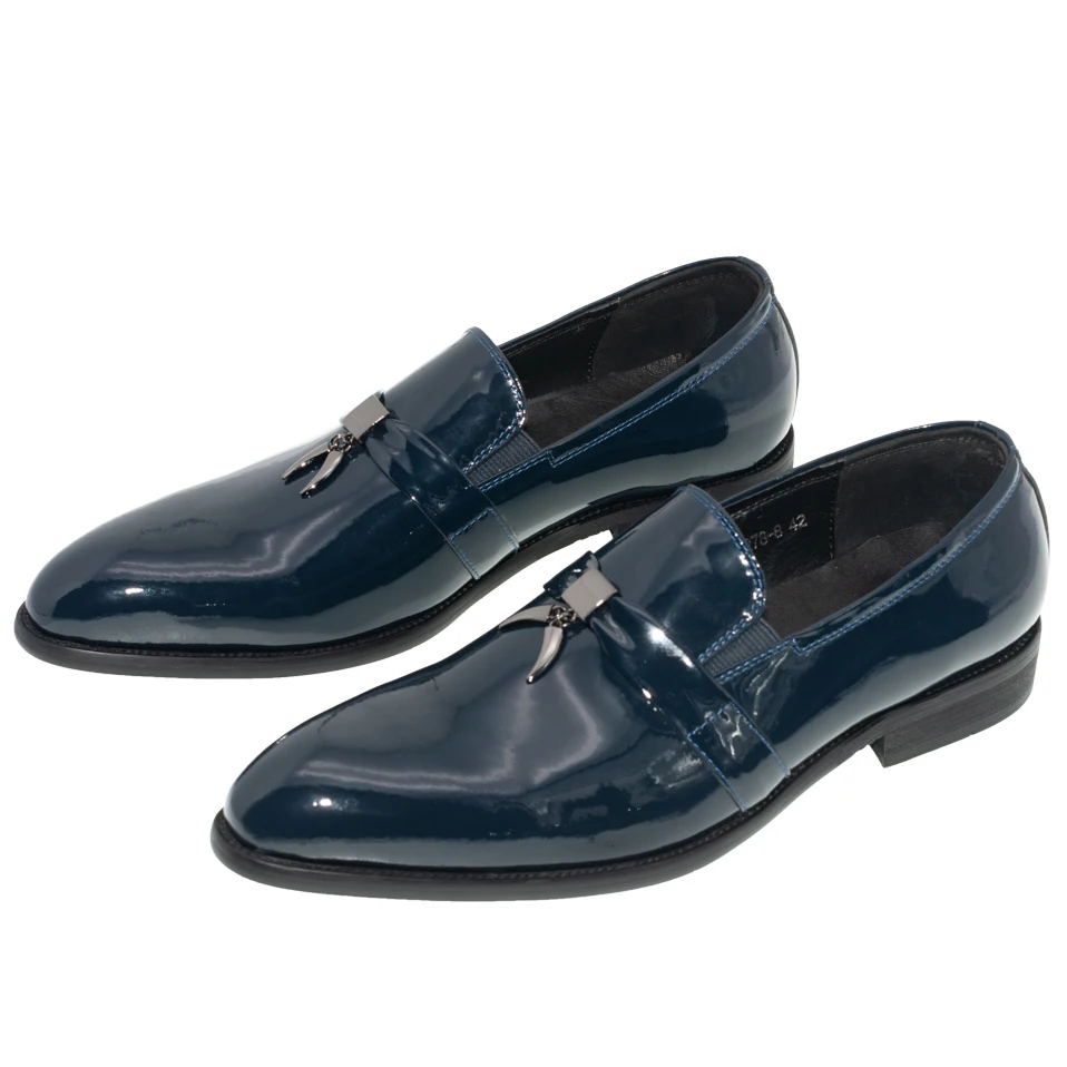 Мужские повседневные свадебные туфли с острым носком без шнуровки модные