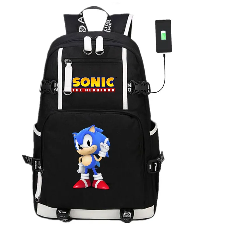 KH309 Аниме игра Соник Ежик USB рюкзак косплей черный унисекс подростков дорожная сумка для ноутбука через плечо школьные сумки подарок - Цвет: KH309