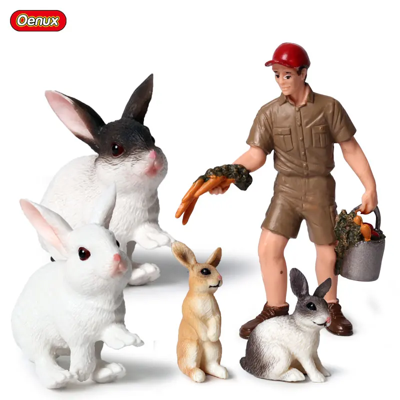 5pcs Oenux сельскохозяйственный дом, имитация птицы, набор животных, лошадь, корова, курица, фигурки, ферма, зоопарк, персонал, фигурки, игрушки для детей, рождественский подарок - Цвет: 5pcs