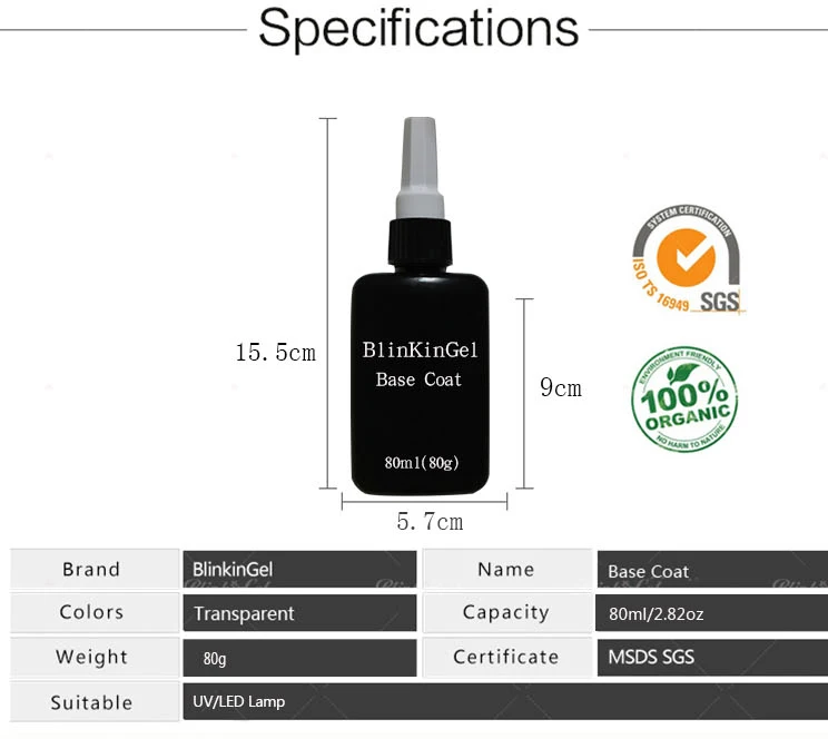 Blinkingel 80 мл Топ Основа для ногтей Гель-лак permanente Soak Off Gel Топ-покрытия для ногтей прозрачный gellak УФ гель Nail esmalte светодиодный резиновый база